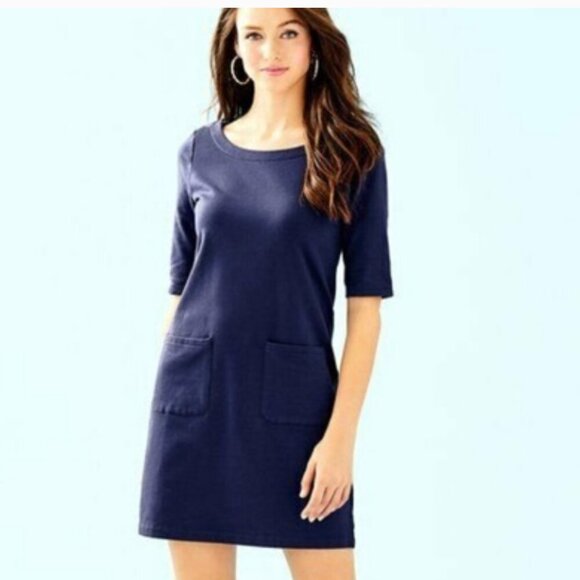 Lilly Pulitzer Women Lilah Dress‎ XXS Navy Blue Preppy Old Money Shift Nautical - Picture 1 of 11